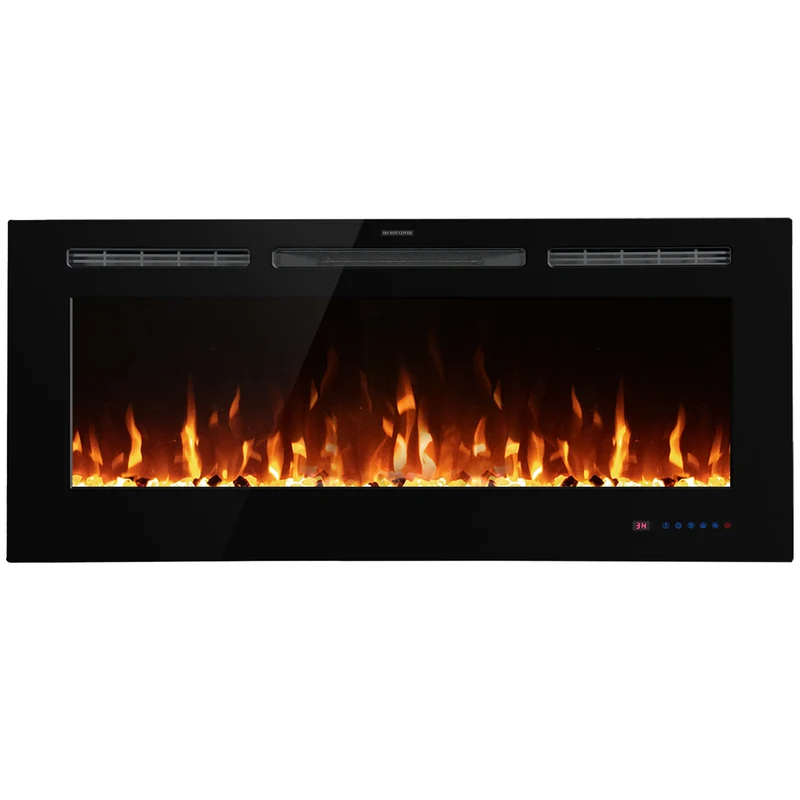 Luxstar 36-Inch Indoor Electric Fireplace Heater 1500W Recessed Wall Remote Control Real LED Flame Crystal Log for Household Use