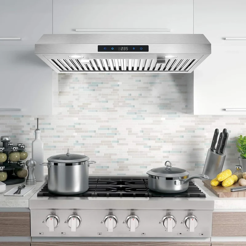 Range Hood 30 Inch Under Cabinet, Range Hoods with Touch Control,3-Venting Kitchen Hood,Stainless Steel Vent Hood
