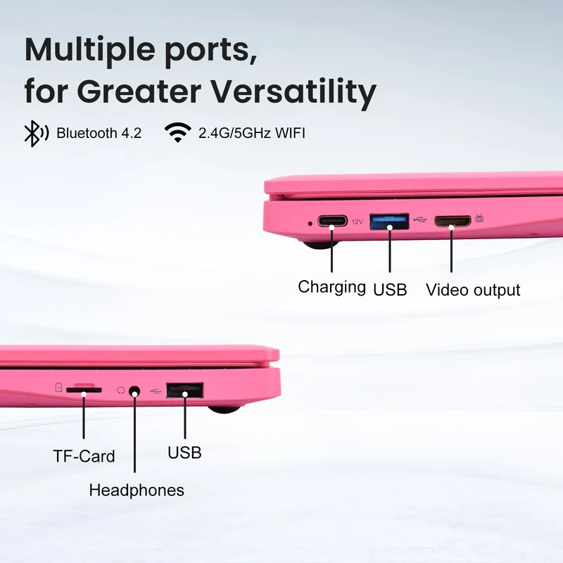 NEW Slim Silver Laptop 10.1 Inch IPS Panel Dual Core Intel N4000 8GB DDR4 128GB SSD English Keyboard Windows 10 1-Year Warranty