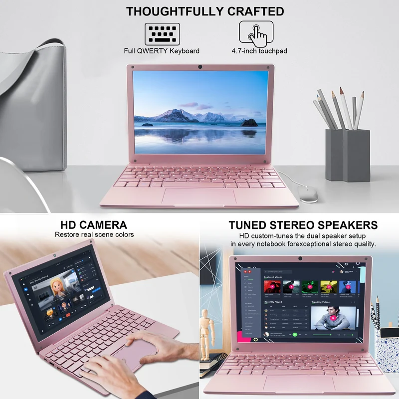 NEW Slim Silver Laptop 10.1 Inch IPS Panel Dual Core Intel N4000 8GB DDR4 128GB SSD English Keyboard Windows 10 1-Year Warranty