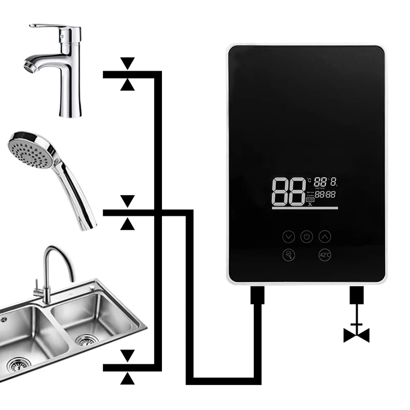 3000 3500 4000 4500 5000 5500 6000 6500 7000 Watt Tankless Electric Water Heater 220 240V for Household Appliances Hotel Car RV