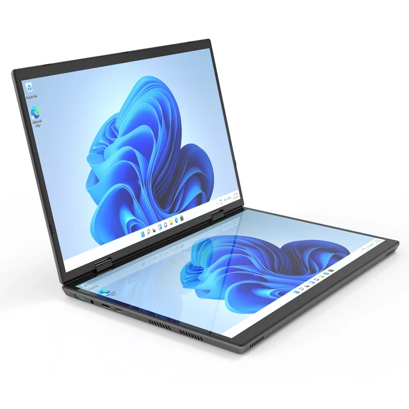 Cheapest 14+14 "Dual Touch Screen Business Laptops Brand New Student & Education Laptop Keyboard Bag Stylus Pen Mouse