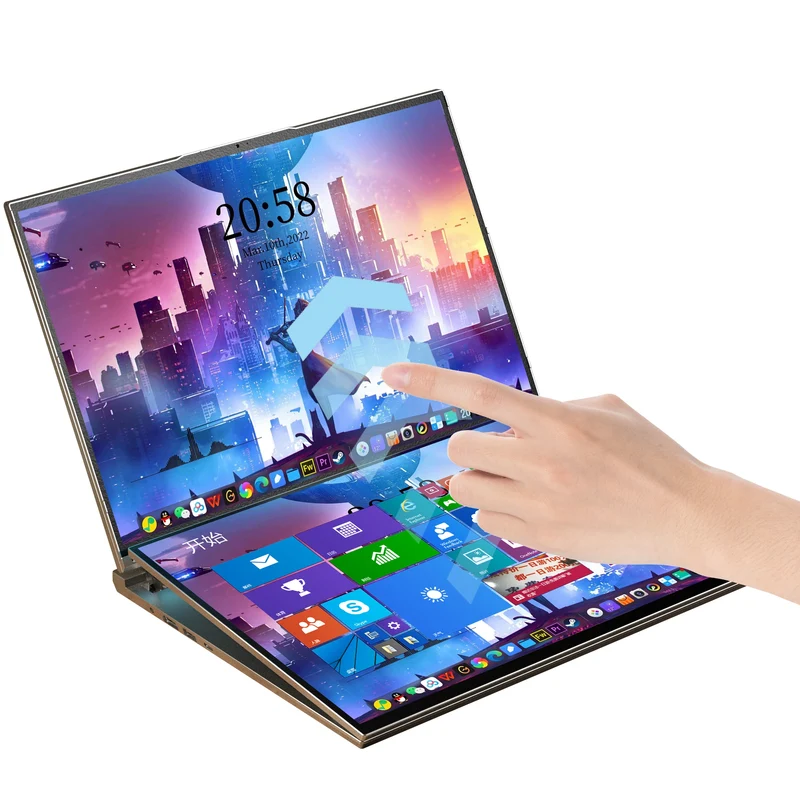 Factory Price Dual Touch Screen Metal Notebook 64GB RAM 2TB ROM 12th Intel Core I7 16"+16" IPS English Keyboard Windows 11 OEM