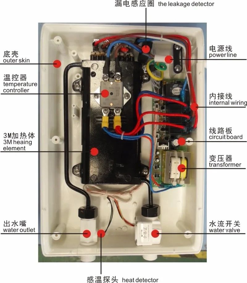 Cost Efficient 6.5 KW Electric Tankless Shower Water Heaters for Outdoor Household Hotel-Wall Mounted Plastic Storage Bathrooms