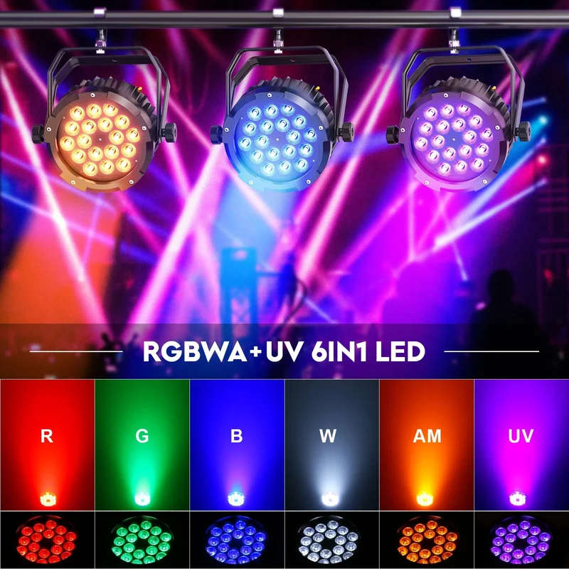 P65 Waterproof 18x10W RGBWA+UV 6In1 LED Par Light Outdoor Strobe Par Lights for DJ Night Club Disco Club Party Wedding