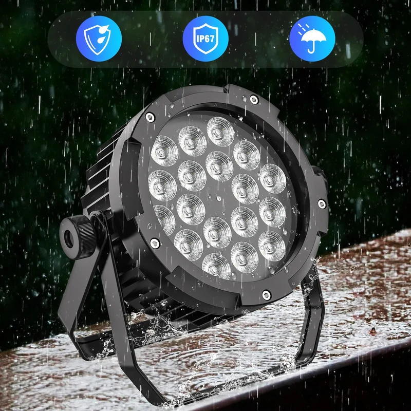 P65 Waterproof 18x10W RGBWA+UV 6In1 LED Par Light Outdoor Strobe Par Lights for DJ Night Club Disco Club Party Wedding