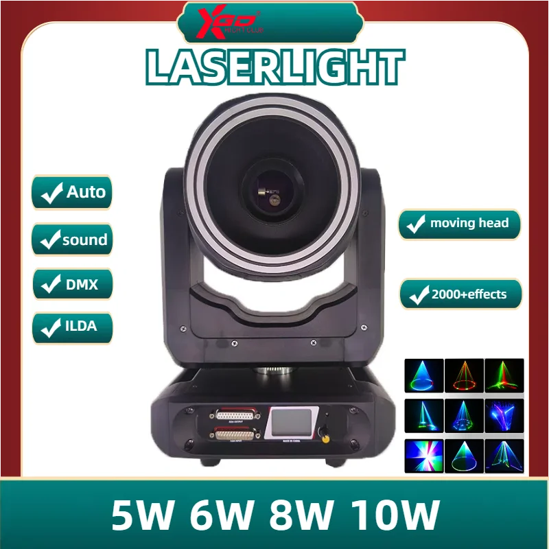 8W RGB Laser Light Professional Stage Moving Head Lasers System With DMX and ILDA for Wedding Ceremony Night Club