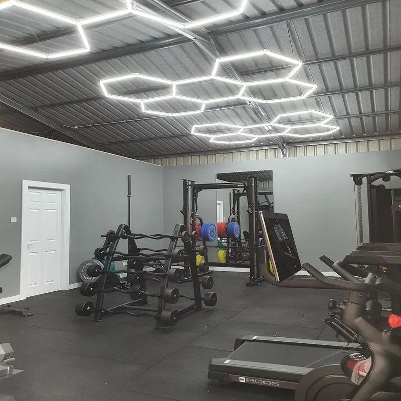 Etop 1680*2410MM Hexagon Workshop Ceiling LED Lights for Car Shop Garage with Honeycomb Design IP65 AC