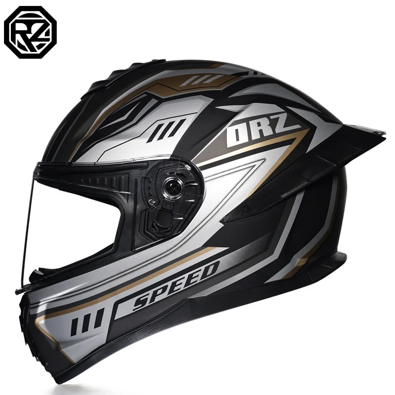 Orz3C Certified Motorcycle Helmet Men's and Women's Dual-Lens Full-Face Helmet Summer Personalized Tail Bluetooth Semi-Full Coverage