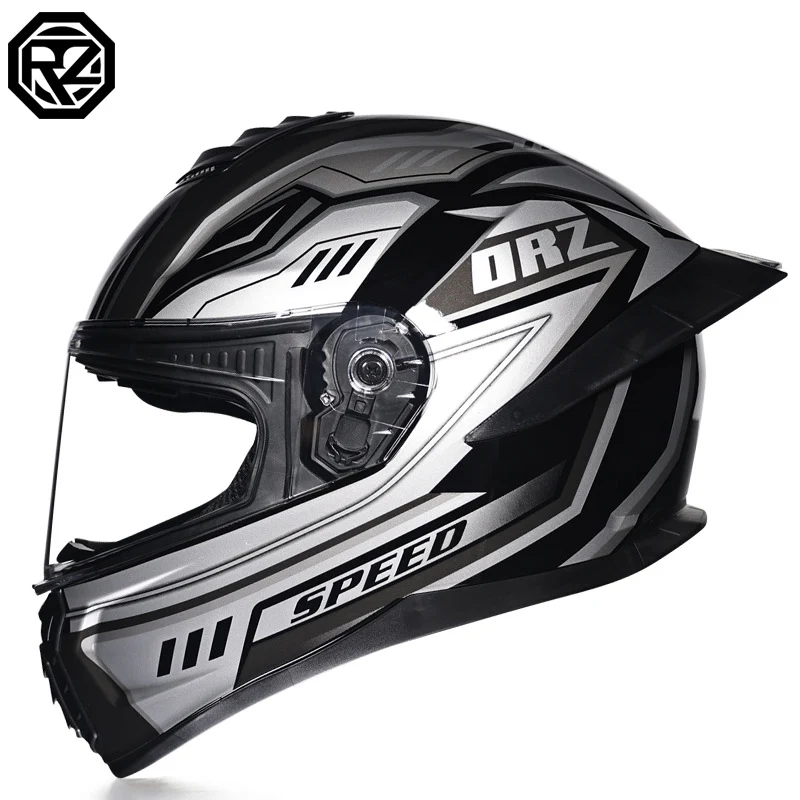 Orz3C Certified Motorcycle Helmet Men's and Women's Dual-Lens Full-Face Helmet Summer Personalized Tail Bluetooth Semi-Full Coverage