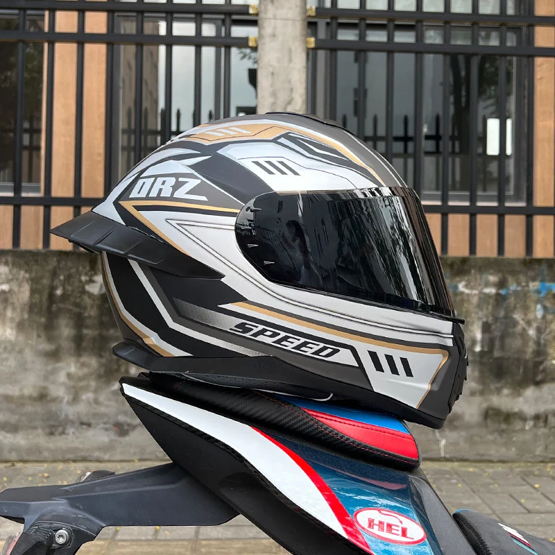 Orz3C Certified Motorcycle Helmet Men's and Women's Dual-Lens Full-Face Helmet Summer Personalized Tail Bluetooth Semi-Full Coverage