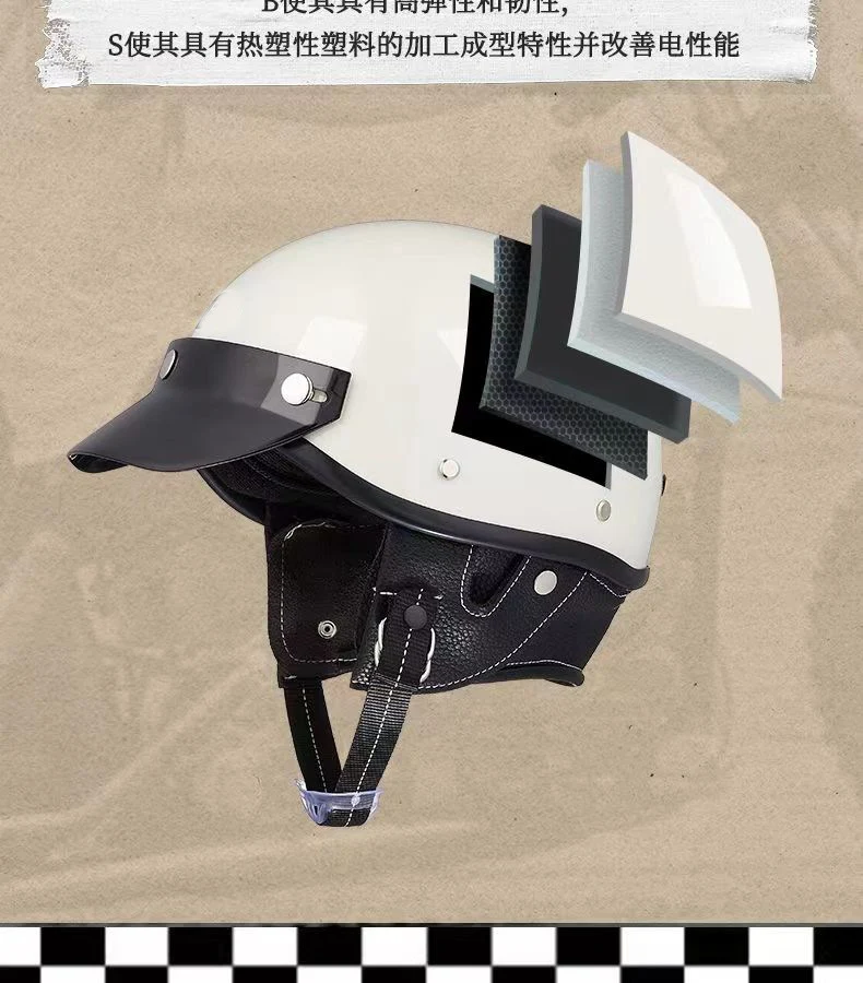 Retro Helmet Motorcycle Half Helmet 3C National Standard Summer Women's Men's Motorcycle Helmet Electric Vehicle Japanese Safety Helmet