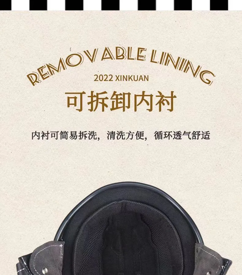 Retro Helmet Motorcycle Half Helmet 3C National Standard Summer Women's Men's Motorcycle Helmet Electric Vehicle Japanese Safety Helmet