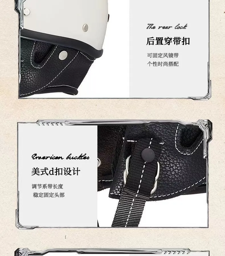 Retro Helmet Motorcycle Half Helmet 3C National Standard Summer Women's Men's Motorcycle Helmet Electric Vehicle Japanese Safety Helmet