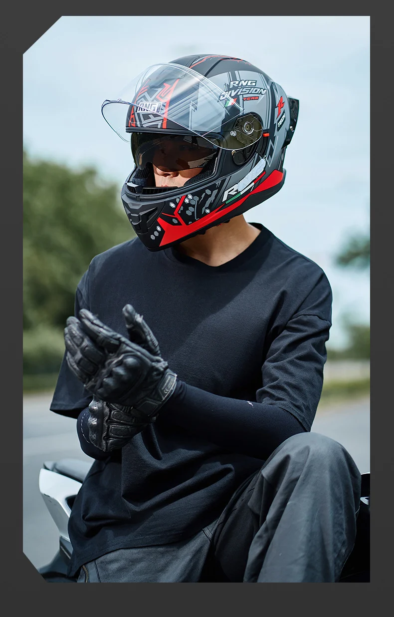New National Standard 3C/Dot Certified Motorcycle Helmet Dual Lens with Bluetooth Headset Glasses Slot Full Face Motorcycle Helmet