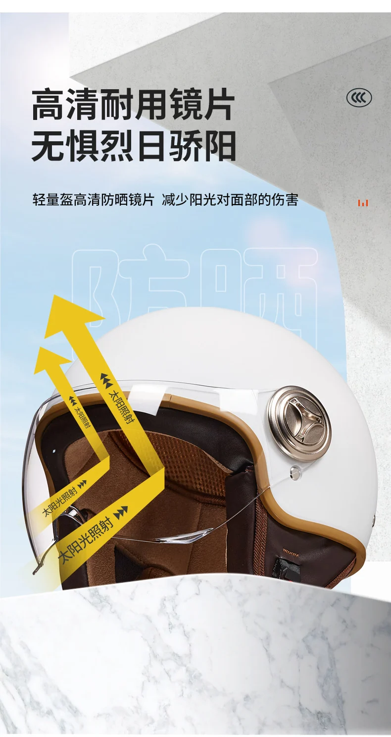 3C Certified Helmet for Women, Electric Vehicle, Men's Motorcycle, All-Season Half Helmet, Winter Warm and Anti-Fog Retro Helmet