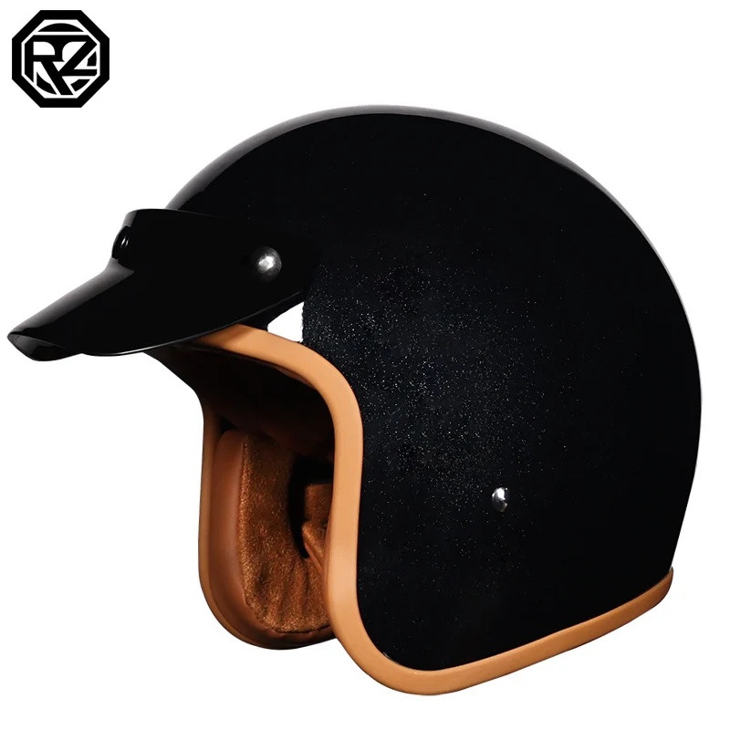 Orz Retro Helmet Motorcycle Safety Helmet High Color Value Pedal Motorcycle Three and a Half Helmet Men and Women Four Seasons