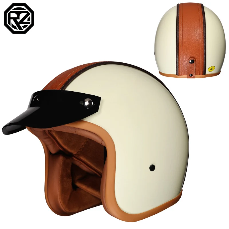 Orz Retro Helmet Motorcycle Safety Helmet High Color Value Pedal Motorcycle Three and a Half Helmet Men and Women Four Seasons