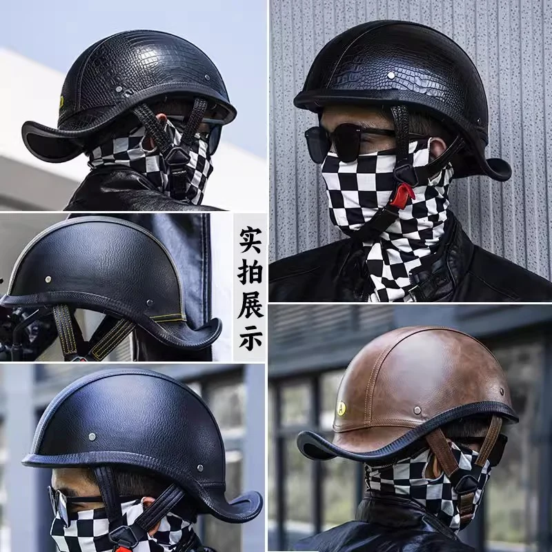 New National Standard 3C Retro Flip-Up Helmet for Women, Motorcycle Half-Helmet for Men, Electric Scooter Helmet, Cruiser Helmet for Riding