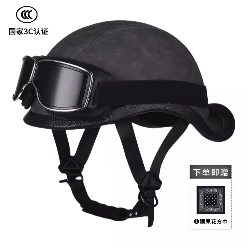 New National Standard 3C Retro Flip-Up Helmet for Women, Motorcycle Half-Helmet for Men, Electric Scooter Helmet, Cruiser Helmet for Riding