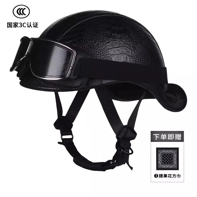 New National Standard 3C Retro Flip-Up Helmet for Women, Motorcycle Half-Helmet for Men, Electric Scooter Helmet, Cruiser Helmet for Riding