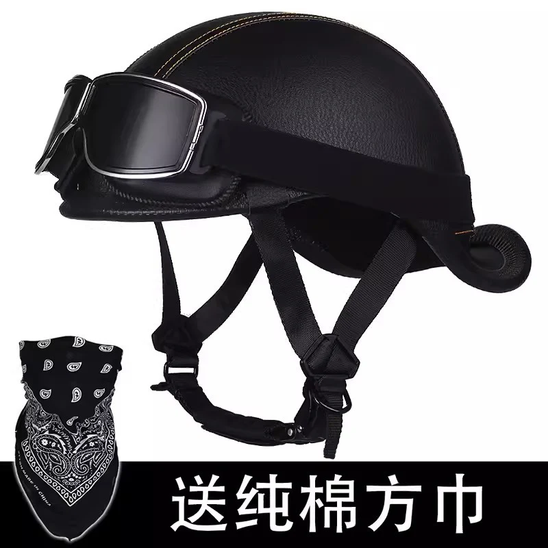 New National Standard 3C Retro Flip-Up Helmet for Women, Motorcycle Half-Helmet for Men, Electric Scooter Helmet, Cruiser Helmet for Riding
