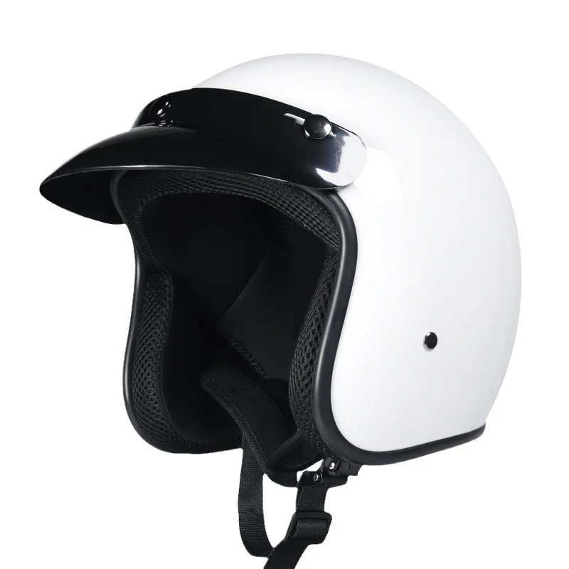 Cross-border retro helmet personality men's and women's leather helmet electric car helmet 3/4 summer helmet half helmet scooter four seasons universal