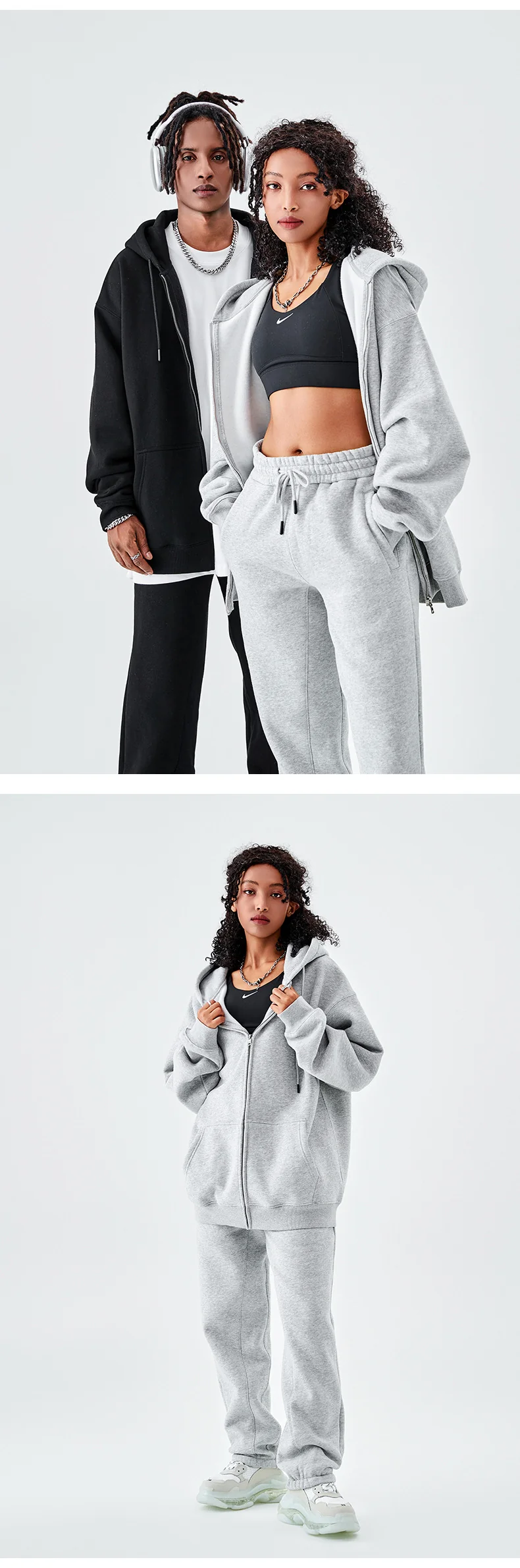 Tilani Men's Sweatshirt Cross-Border Casual Sports Suit Fashionable Pure Color Sweatshirt for Men and Women Simple Zipper Hoodie
