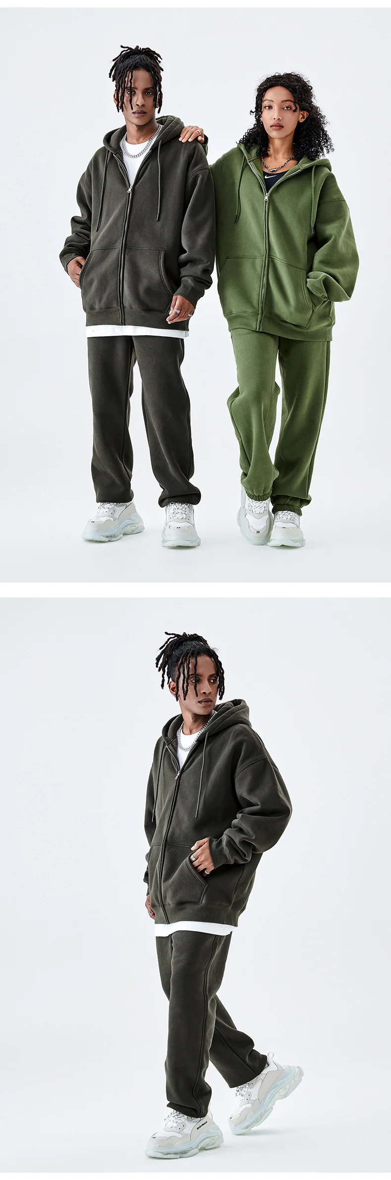Tilani Men's Sweatshirt Cross-Border Casual Sports Suit Fashionable Pure Color Sweatshirt for Men and Women Simple Zipper Hoodie