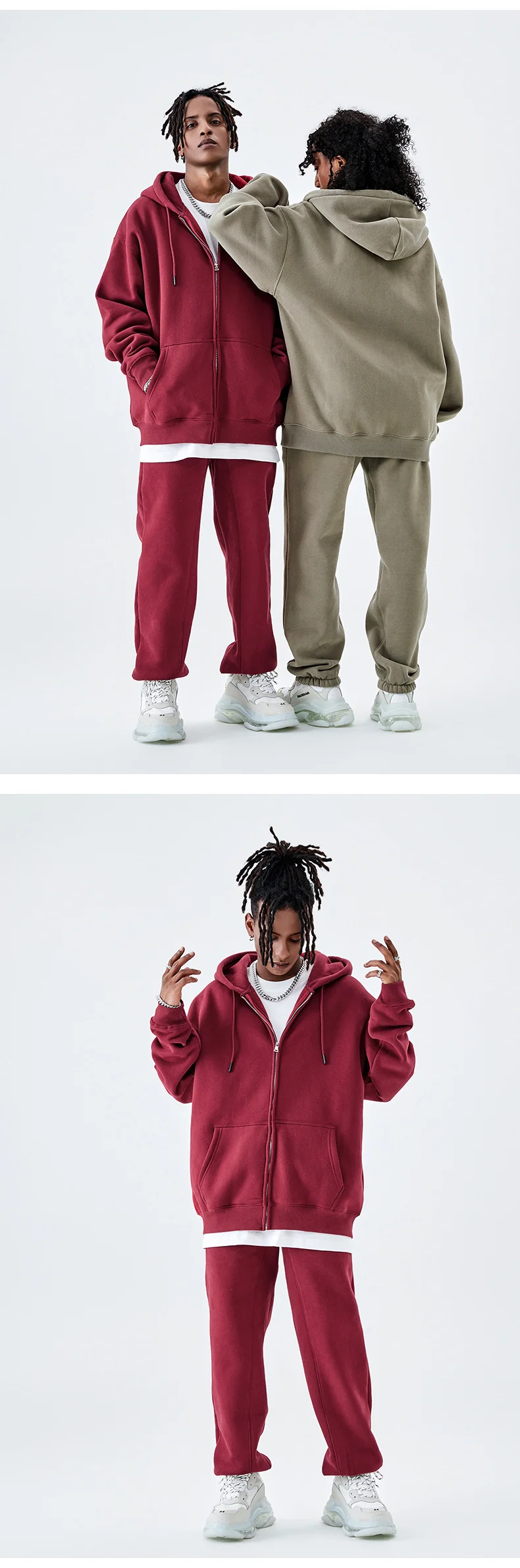 Tilani Men's Sweatshirt Cross-Border Casual Sports Suit Fashionable Pure Color Sweatshirt for Men and Women Simple Zipper Hoodie