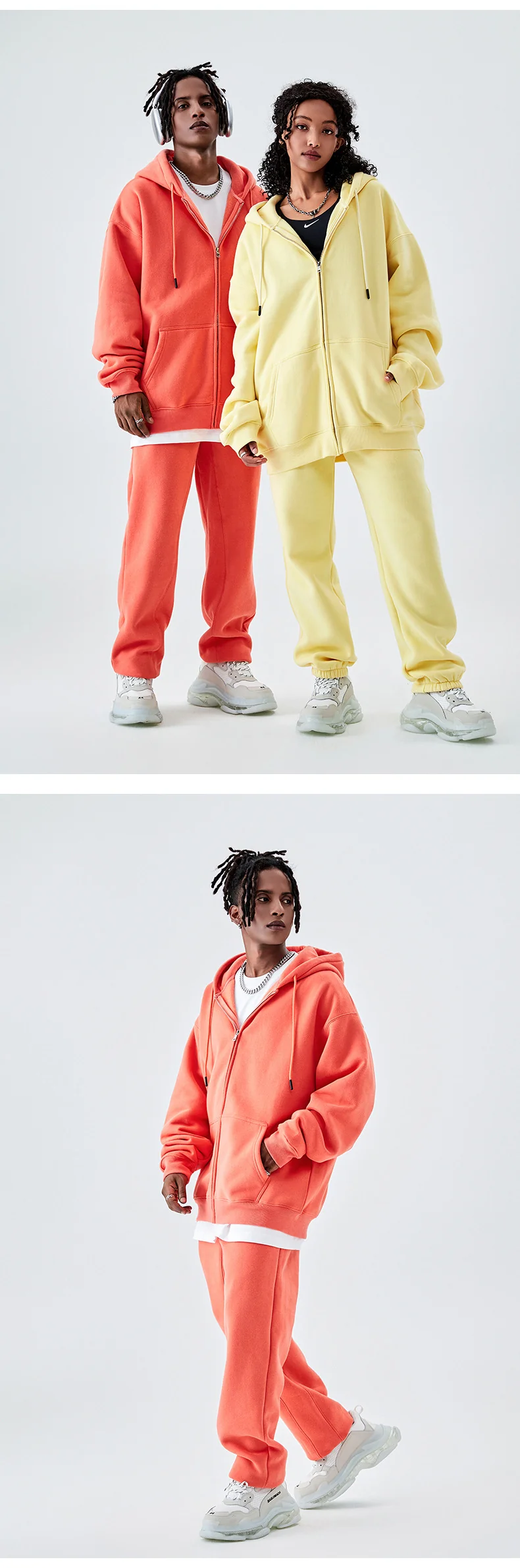 Tilani Men's Sweatshirt Cross-Border Casual Sports Suit Fashionable Pure Color Sweatshirt for Men and Women Simple Zipper Hoodie