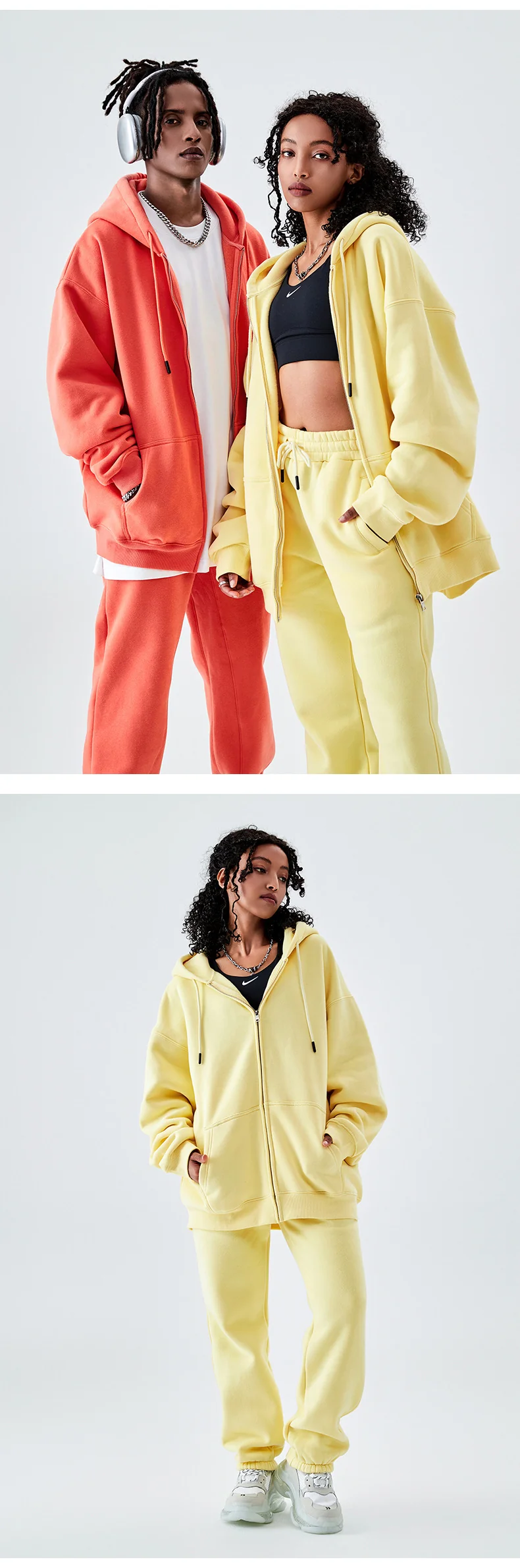 Tilani Men's Sweatshirt Cross-Border Casual Sports Suit Fashionable Pure Color Sweatshirt for Men and Women Simple Zipper Hoodie