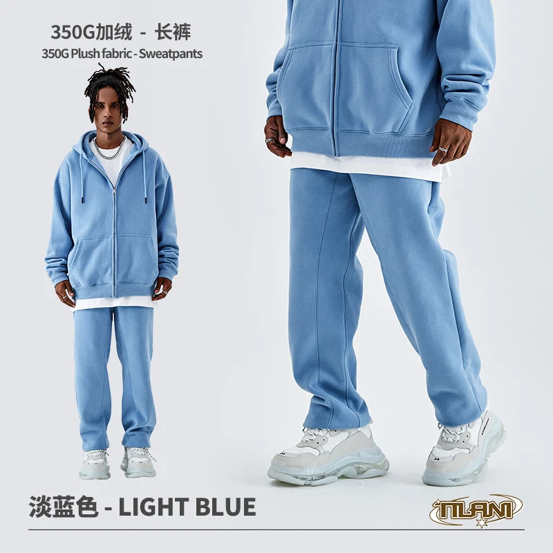 Tilani Men's Sweatshirt Cross-Border Casual Sports Suit Fashionable Pure Color Sweatshirt for Men and Women Simple Zipper Hoodie