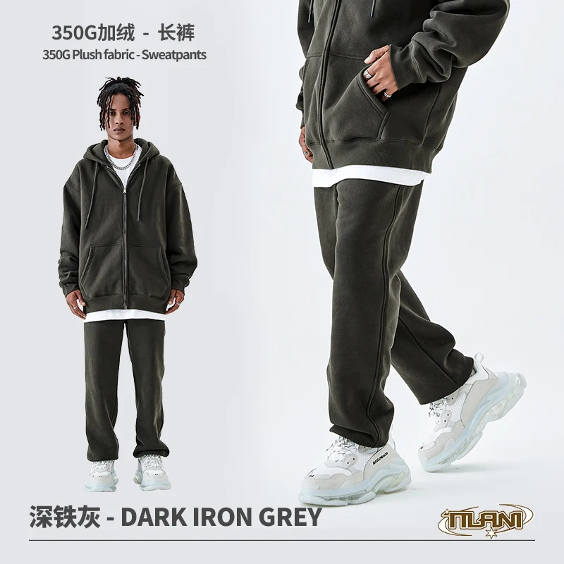 Tilani Men's Sweatshirt Cross-Border Casual Sports Suit Fashionable Pure Color Sweatshirt for Men and Women Simple Zipper Hoodie