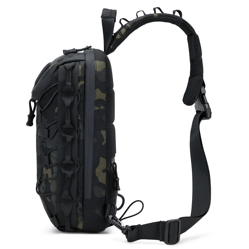 Men's Tactical Chest Bag, Crossbody Bag, Functional Outdoor Travel Lightweight Camouflage Shoulder Bag, Multi-Functional Lure Backpack