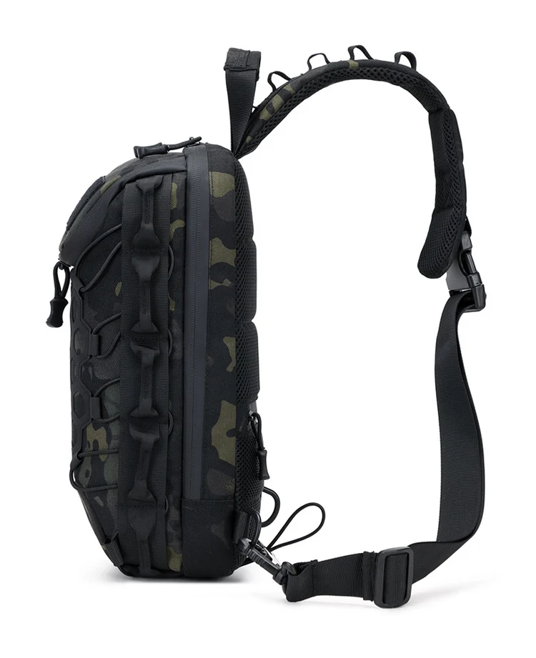 Men's Tactical Chest Bag, Crossbody Bag, Functional Outdoor Travel Lightweight Camouflage Shoulder Bag, Multi-Functional Lure Backpack