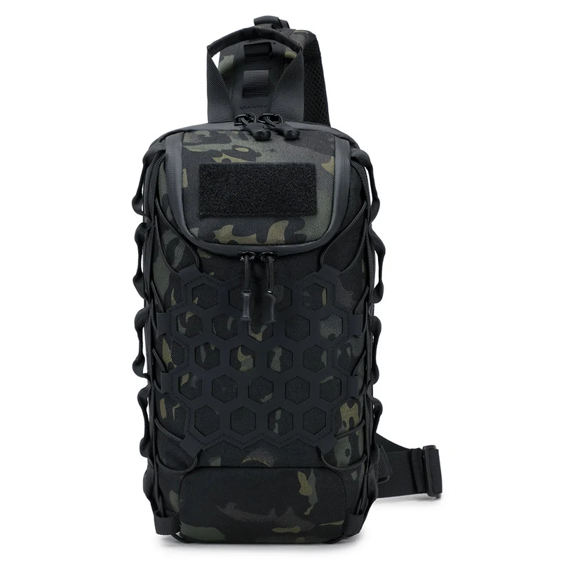 Men's Tactical Chest Bag, Crossbody Bag, Functional Outdoor Travel Lightweight Camouflage Shoulder Bag, Multi-Functional Lure Backpack
