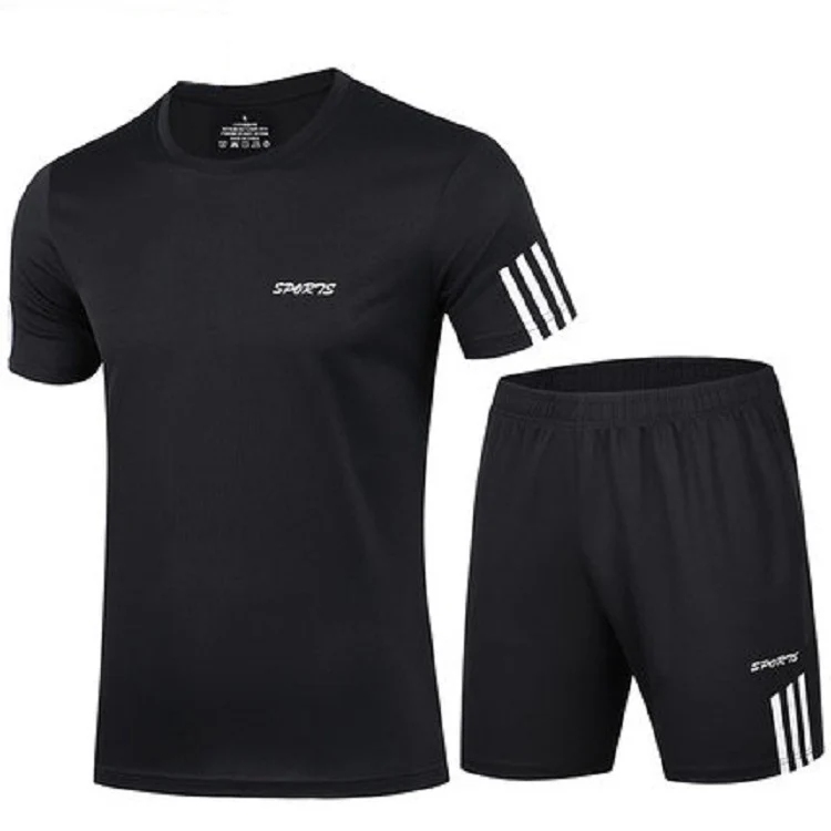 Sports Suit Men's Fitness Sweat Suit Summer Short-Sleeved T-Shirt Loose Quick-Drying Clothing Basketball Training Running Shorts