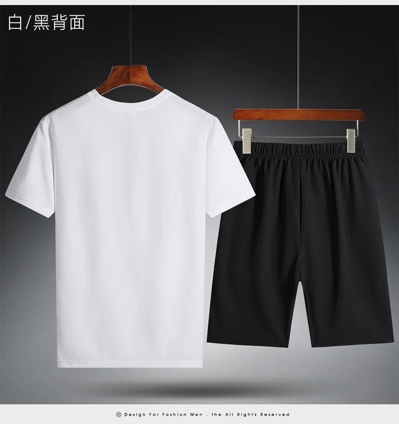 Sports Suit Men's Fitness Sweat Suit Summer Short-Sleeved T-Shirt Loose Quick-Drying Clothing Basketball Training Running Shorts