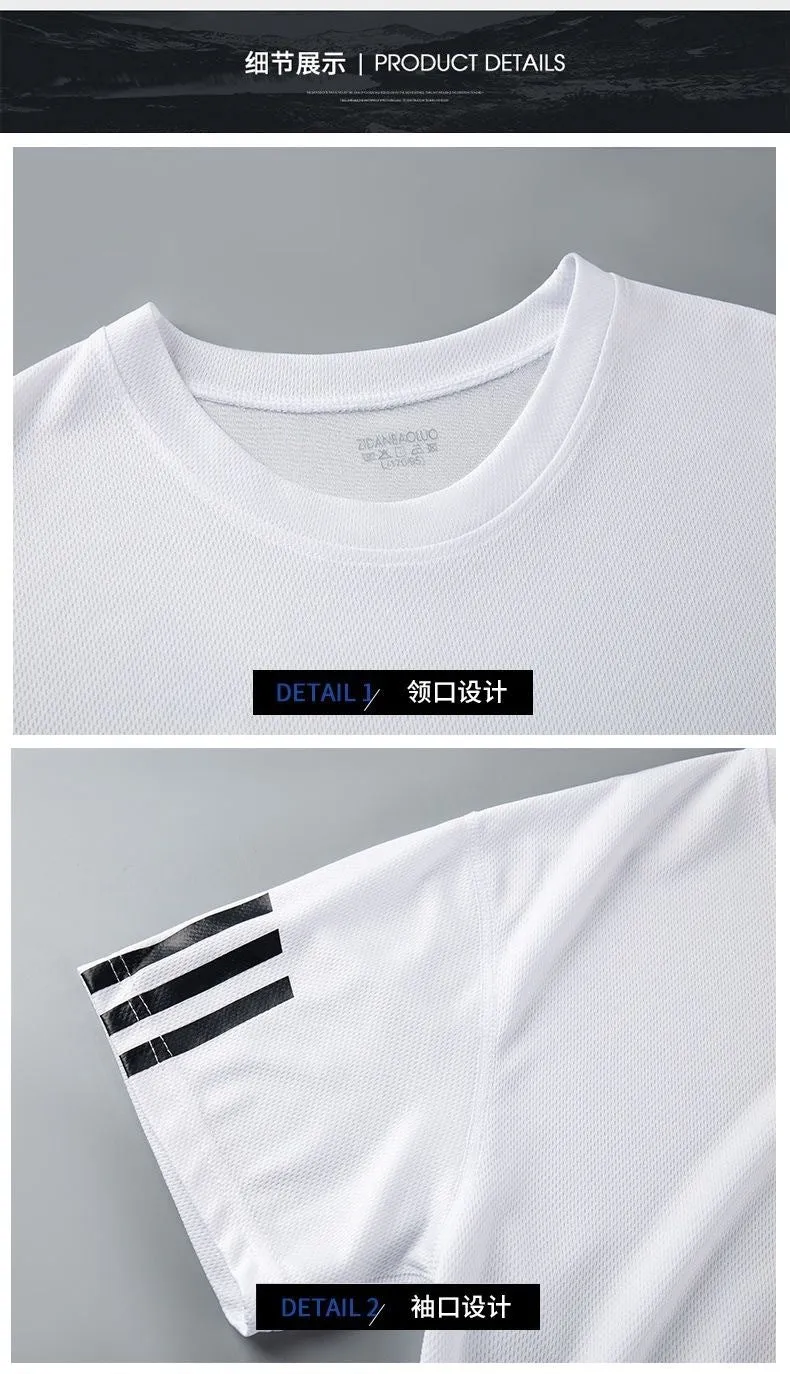 Sports Suit Men's Fitness Sweat Suit Summer Short-Sleeved T-Shirt Loose Quick-Drying Clothing Basketball Training Running Shorts