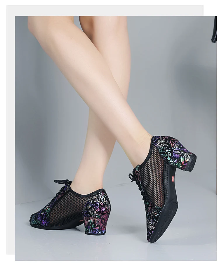 Leather Dance Shoes Latin Dance Shoes Adult Women's Middle-heel Teacher Shoes Cowhide Modern Dance Shoes Square Dance