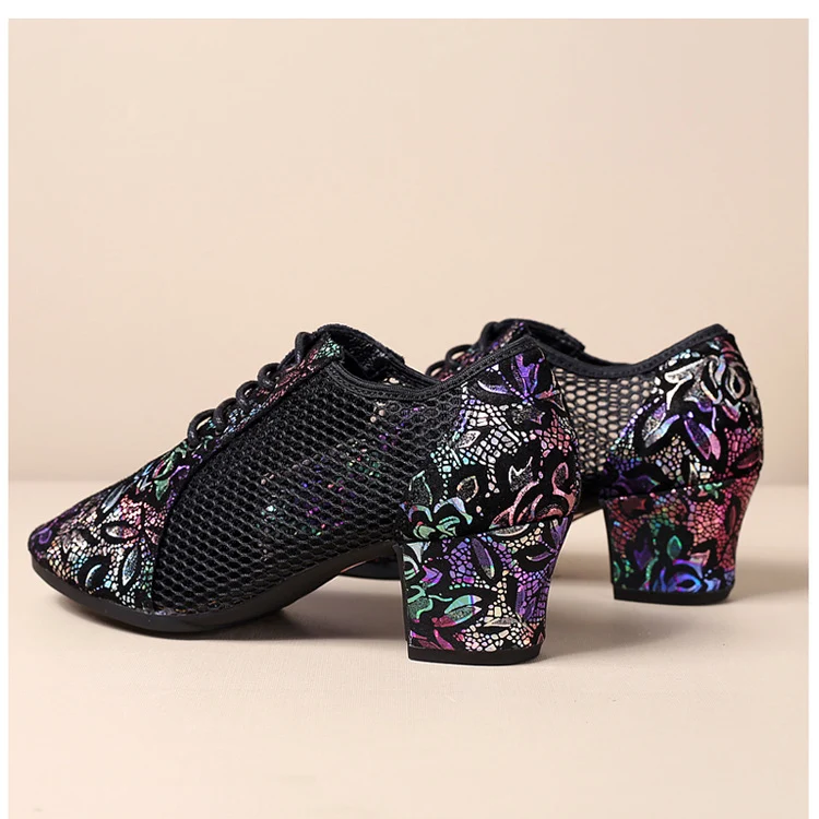 Leather Dance Shoes Latin Dance Shoes Adult Women's Middle-heel Teacher Shoes Cowhide Modern Dance Shoes Square Dance