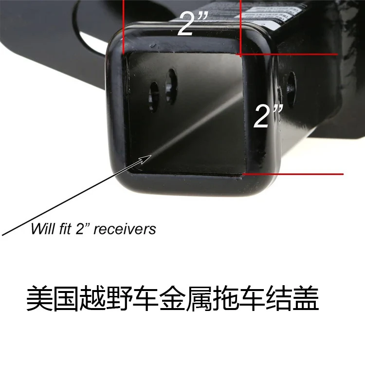 3D three-dimensional red national flag metal trailer hook dust plug car plug cover trailer square port plug American trailer cover