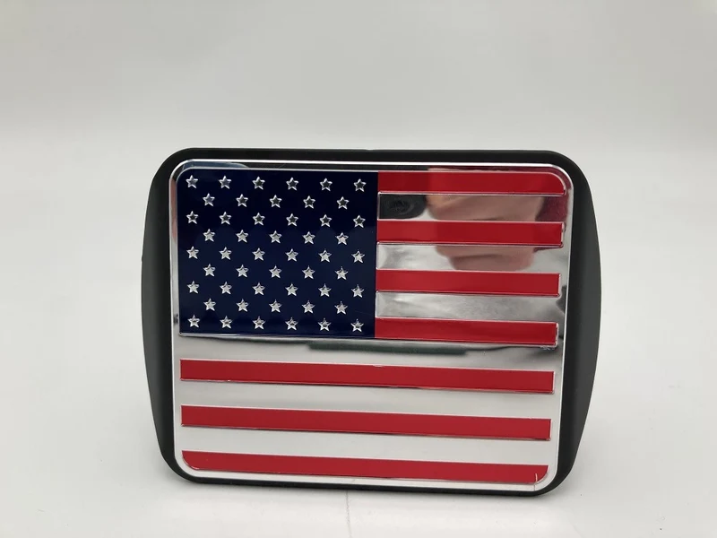 3D three-dimensional red national flag metal trailer hook dust plug car plug cover trailer square port plug American trailer cover