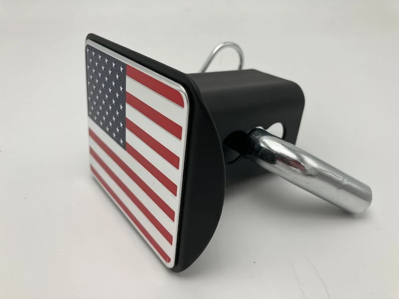 3D three-dimensional red national flag metal trailer hook dust plug car plug cover trailer square port plug American trailer cover