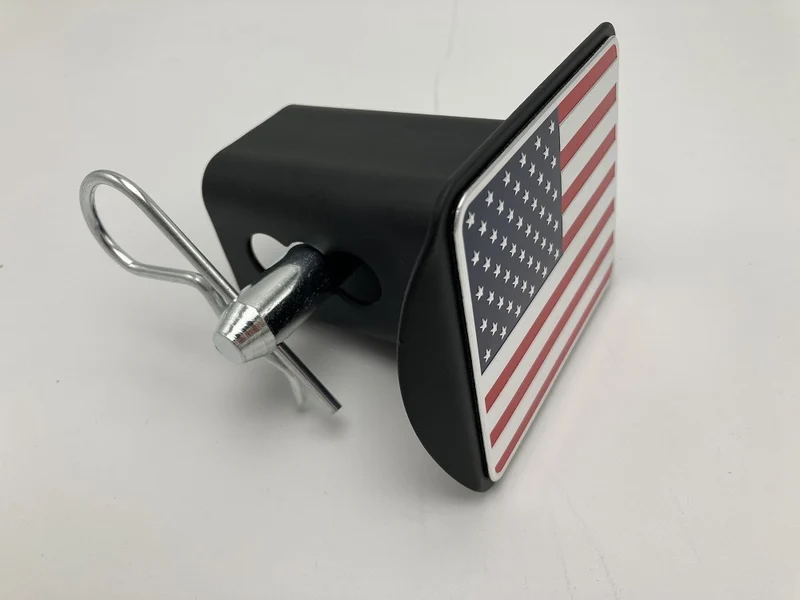 3D three-dimensional red national flag metal trailer hook dust plug car plug cover trailer square port plug American trailer cover