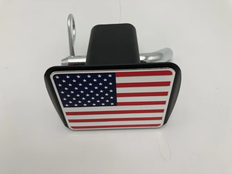 3D three-dimensional red national flag metal trailer hook dust plug car plug cover trailer square port plug American trailer cover