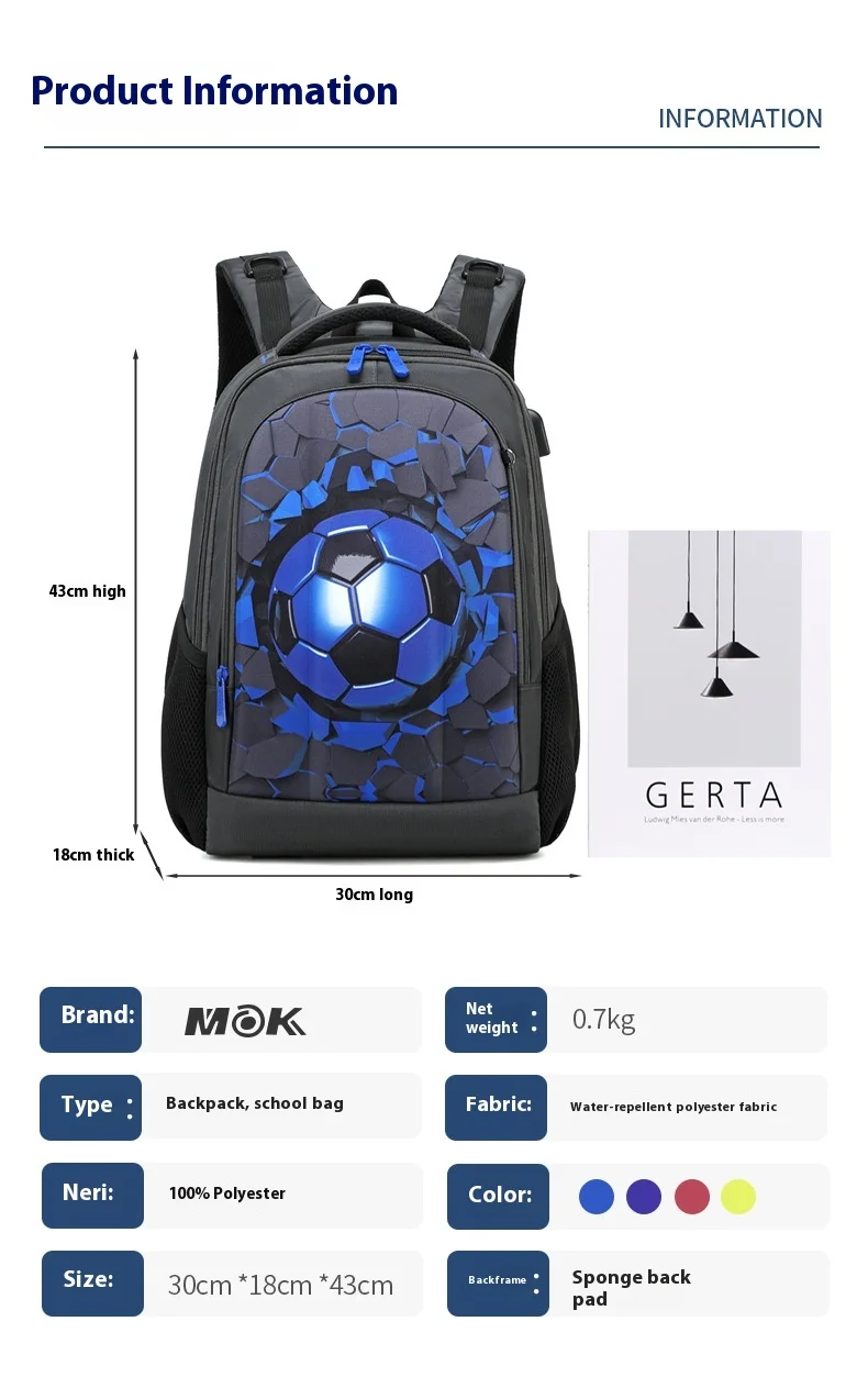Boys Black Football Backpacks Hard Shell Orthopedic Middle School Student Book Bags USB Charge Multifunctional Bagpack