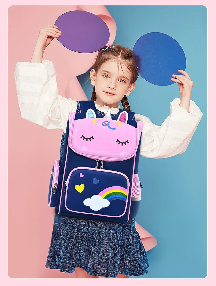 New CHILDREN'S Elementary School Students Schoolbag 6-12 Years Old Boys and Girls Shoulders Backpack 1-6 Grades Unicorn Cute Wat