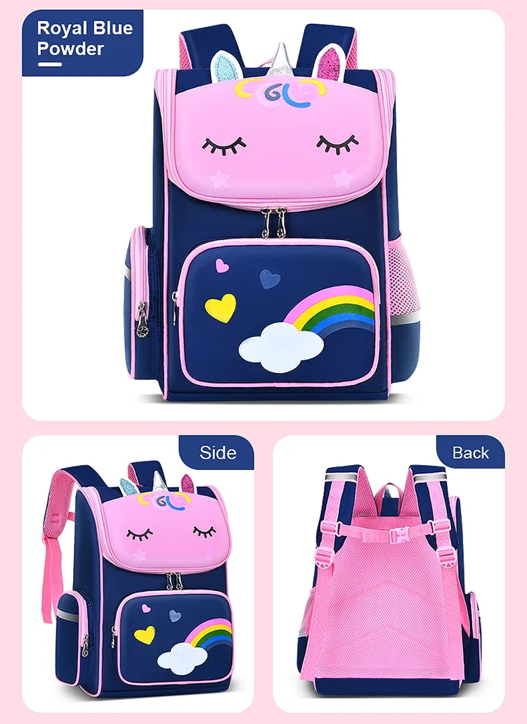 New CHILDREN'S Elementary School Students Schoolbag 6-12 Years Old Boys and Girls Shoulders Backpack 1-6 Grades Unicorn Cute Wat